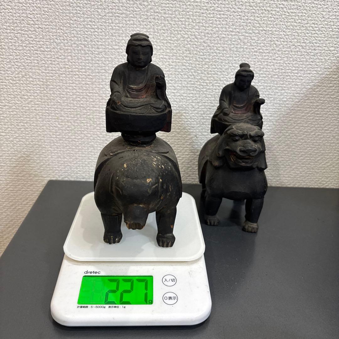 木彫　普賢菩薩　文殊菩薩　江戸時代