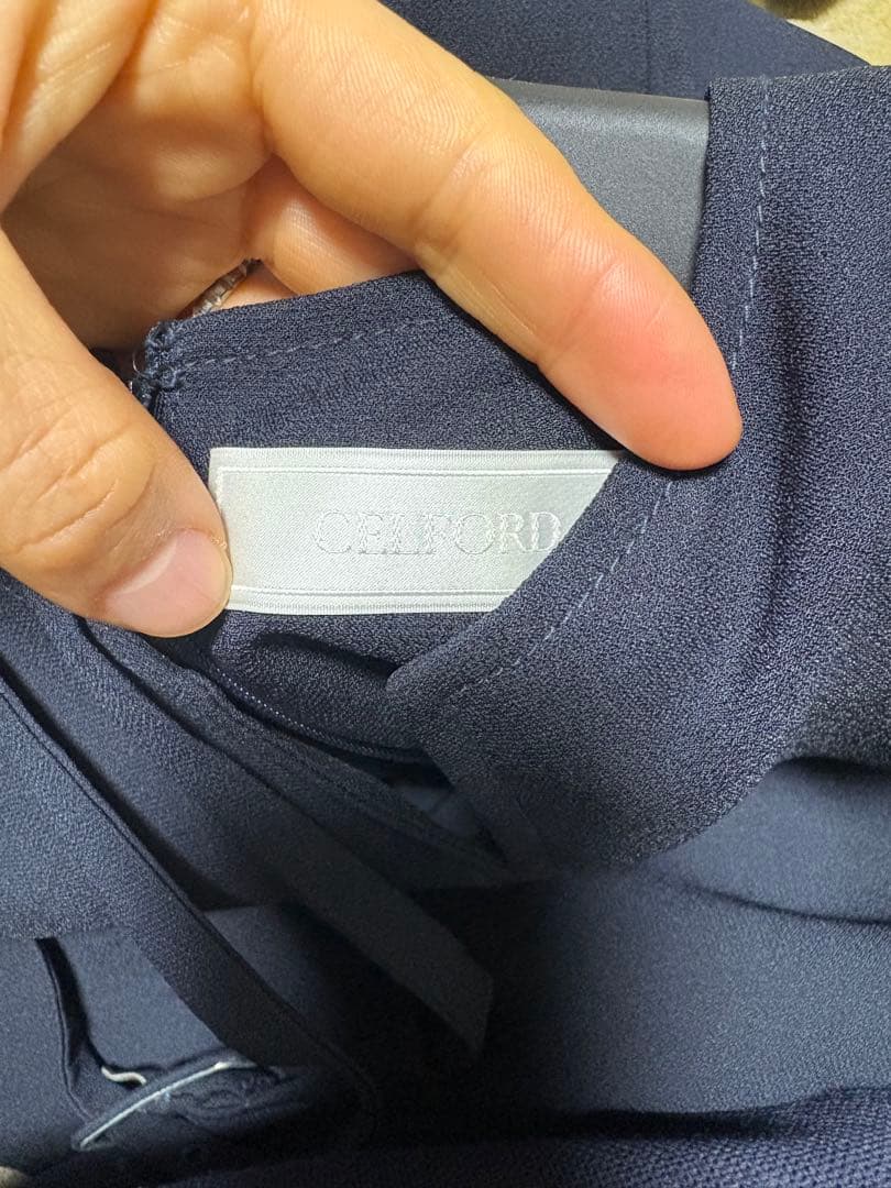 セルフォード 38 ネイビー 長袖 ワンピース ベルト付き