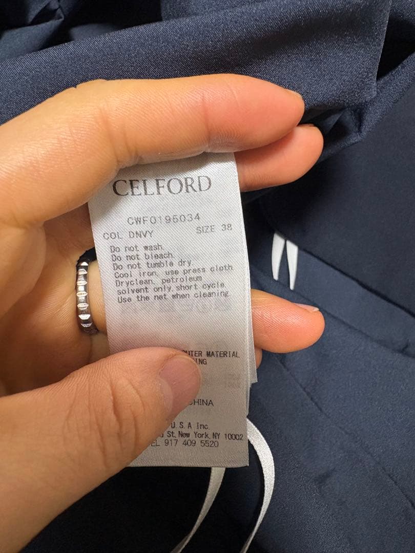 セルフォード 38 ネイビー 長袖 ワンピース ベルト付き