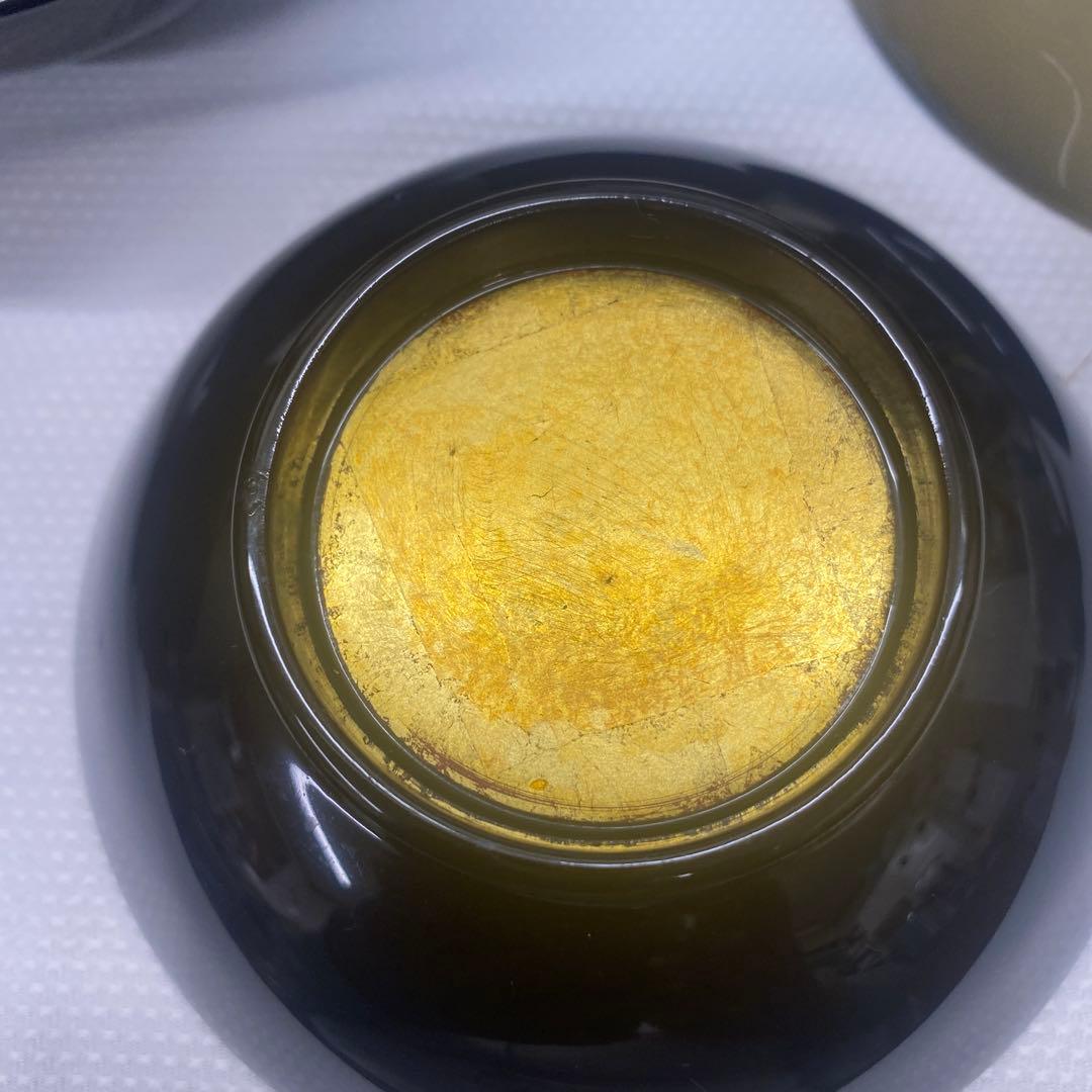 辻嘉一　特選和食器揃　純金箔貼漆器 蓋付き椀 5個セット 黒