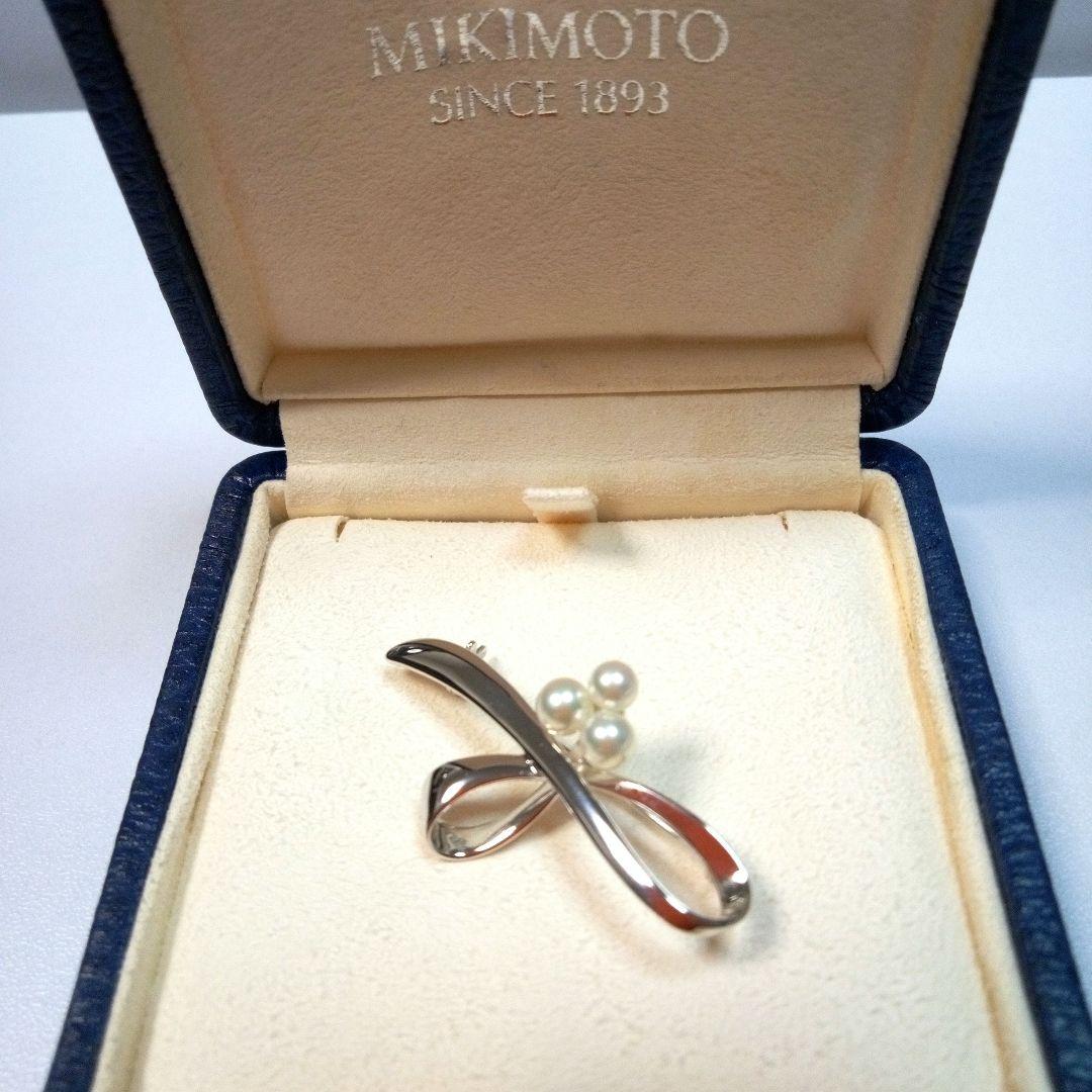 MIKIMOTO リボンモチーフ シルバー ブローチ
