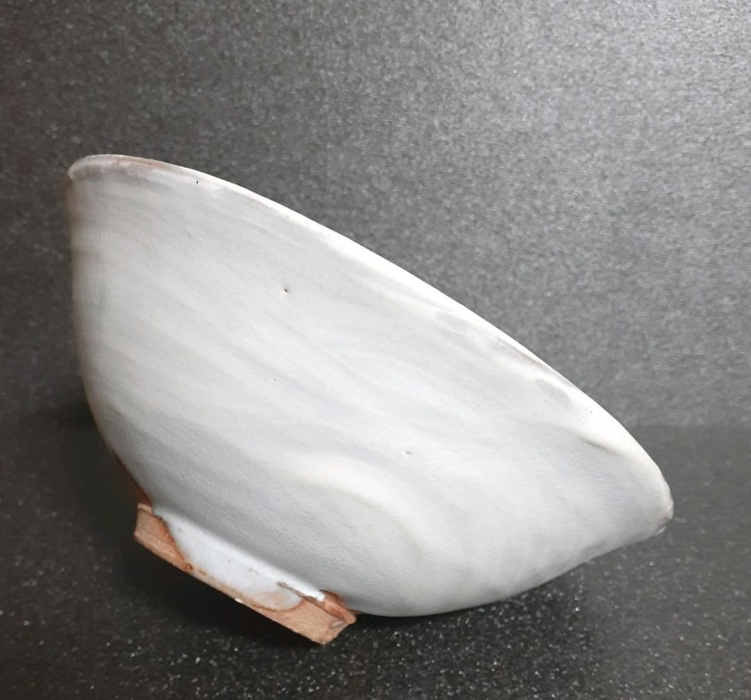 京焼　日展作家　市川広三造　白釉　刷毛目　茶碗　共箱　栞付　茶道具　茶器