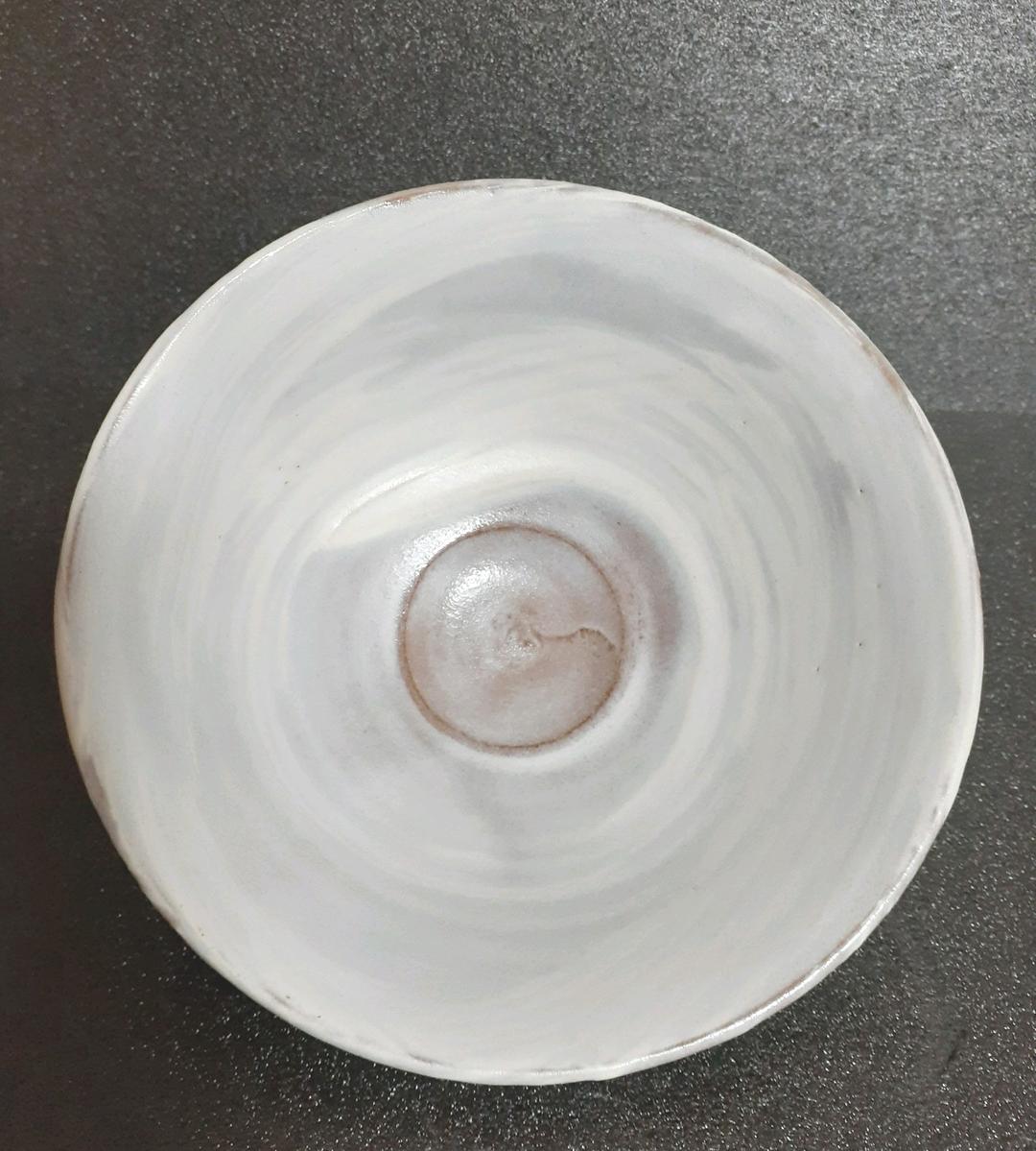 京焼　日展作家　市川広三造　白釉　刷毛目　茶碗　共箱　栞付　茶道具　茶器