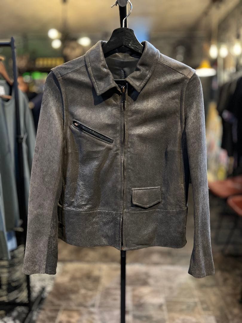 【極美品】MM6マルジェラ羊革クラックダメージ加工レザージャケット42ライダース