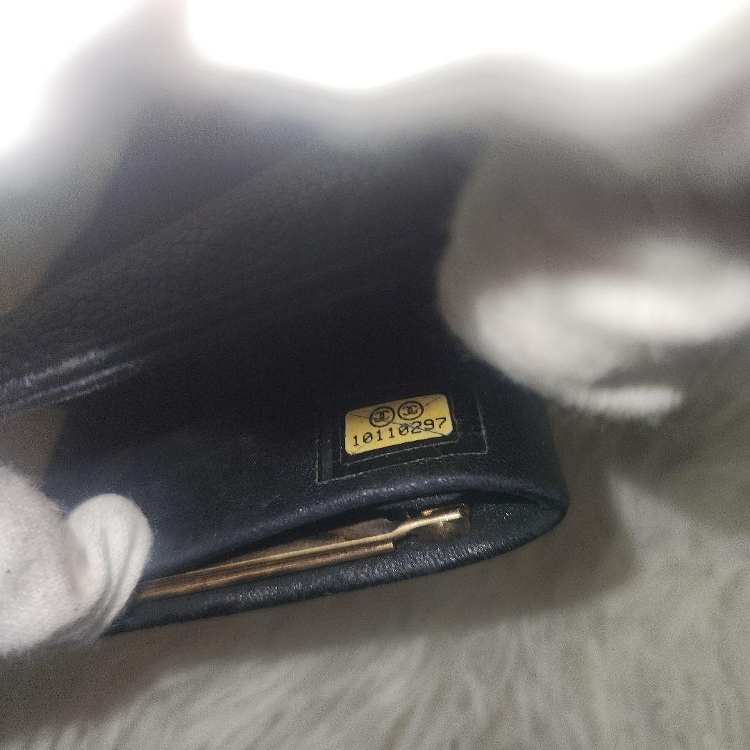 CHANEL シャネル キャビアスキン がま口　長財布　黒