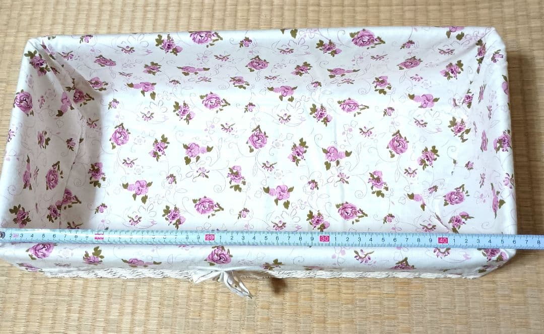 白家具　花柄　チェスト　バスケット　収納　籠