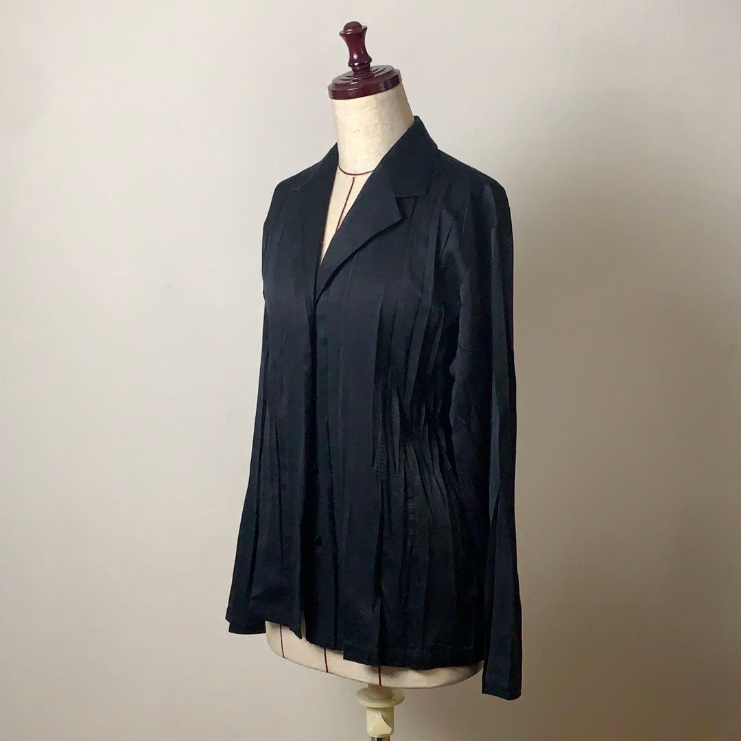 【美品】ISSEY MIYAKE シャツジャケット　2（M相当）　プリーツ　黒
