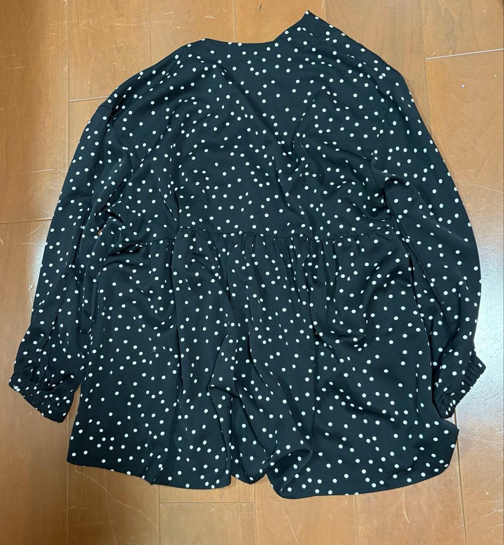 ビアズリーbeasley☆美品ギャザーブラウスドット