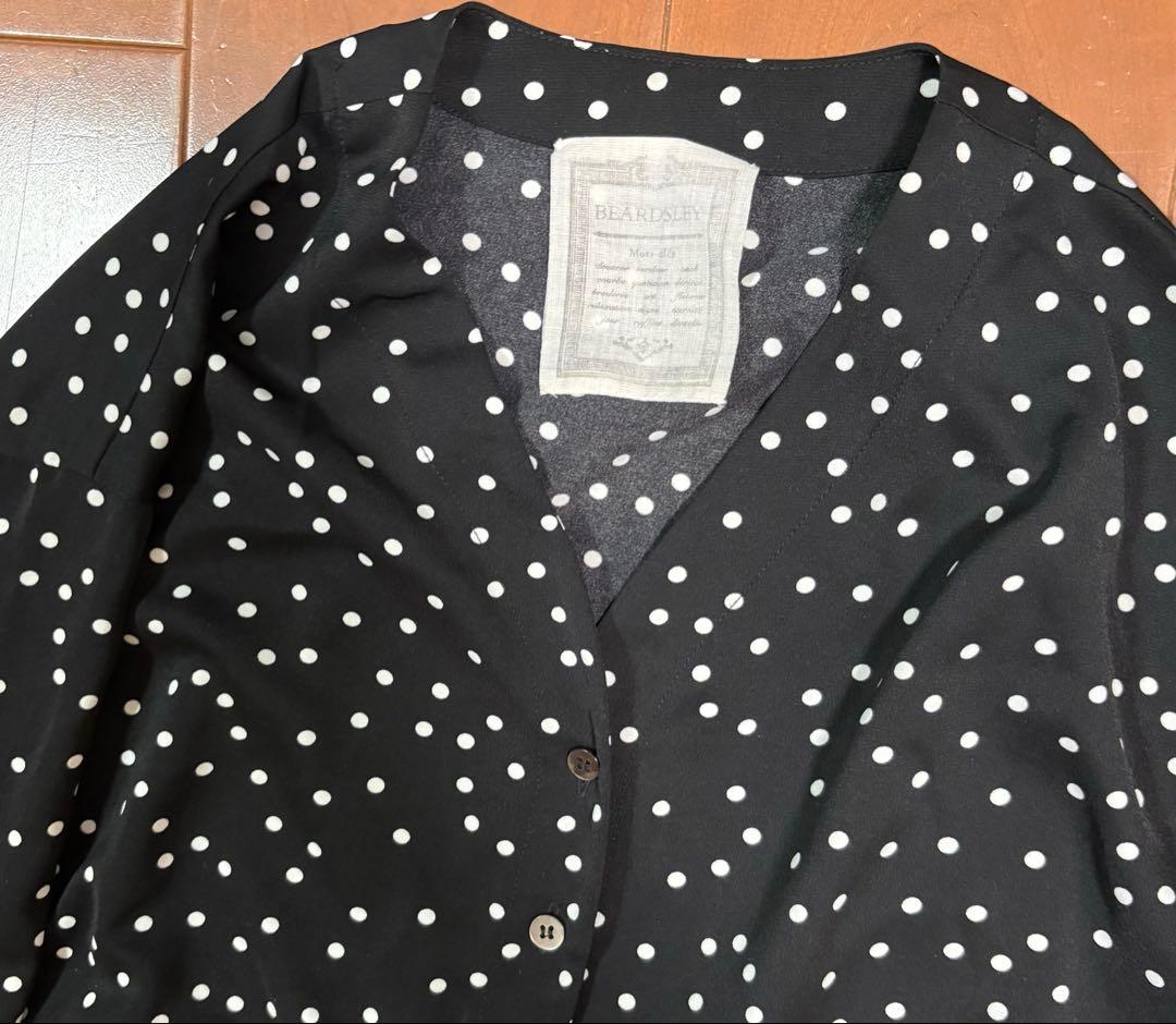 ビアズリーbeasley☆美品ギャザーブラウスドット