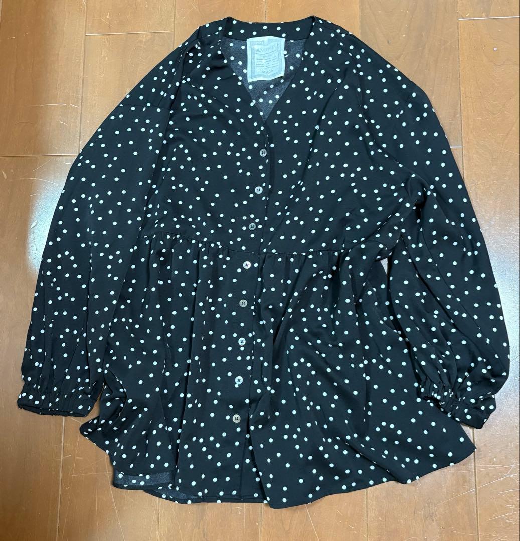 ビアズリーbeasley☆美品ギャザーブラウスドット