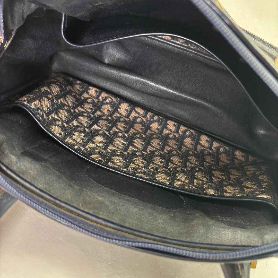 クリスチャン・ディオール トロッター キャンバス ハンドバッグ ネイビー