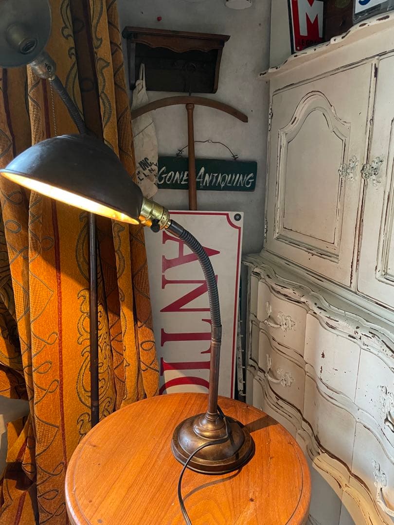 アンティーク　真鍮　グースネック　ランプ　デスク　テーブル　レア　アメリカ