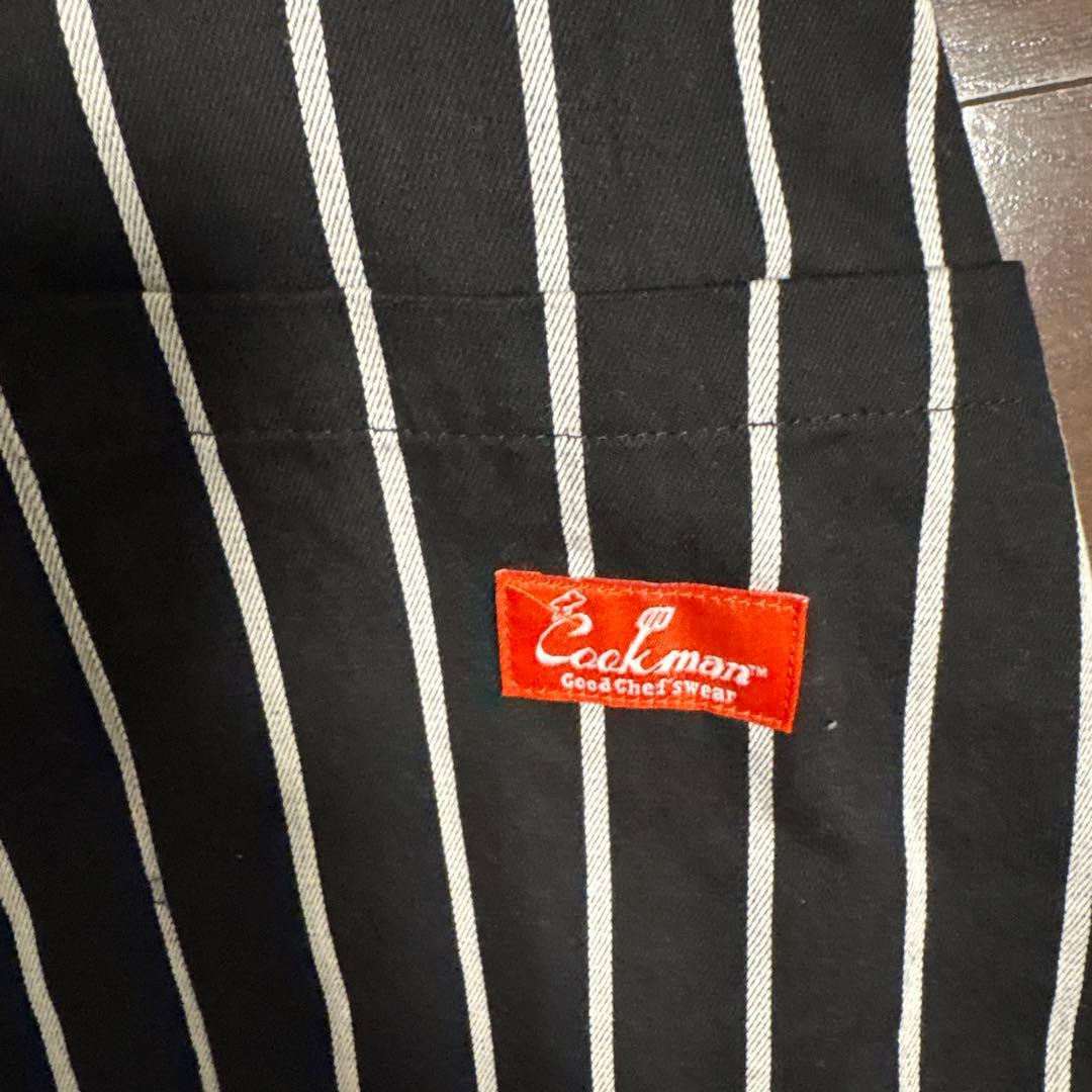 【美品】Cookman クックマン セットアップ ストライプ Lブラック 黒