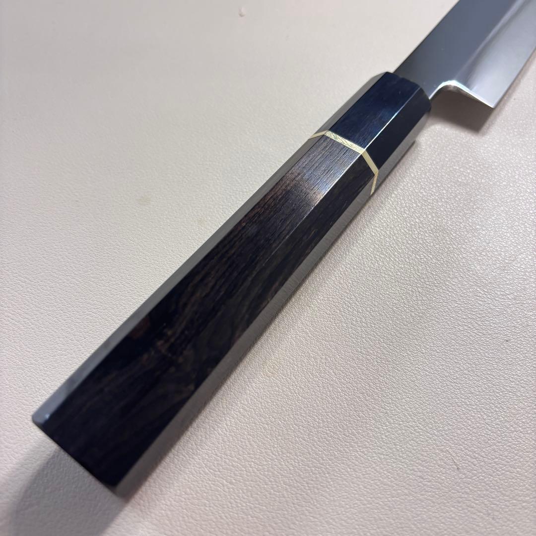 【鞘付き】 270mm柳刃包丁 鏡面　黒檀水牛八角柄 全鋼 和包丁'•