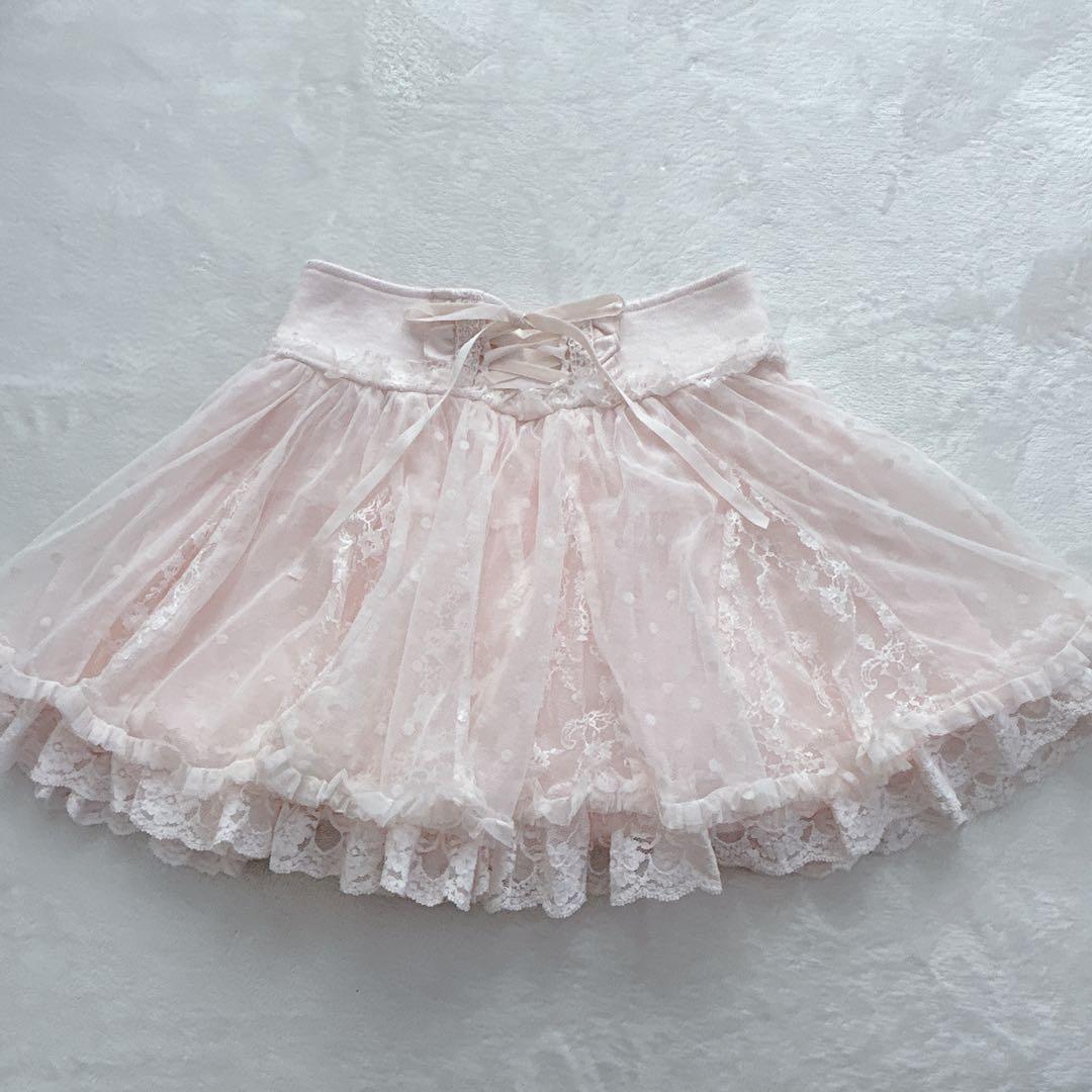 リズリサ　編み上げ　チュール　ドット　スカート　ミニスカート　平成　y2k