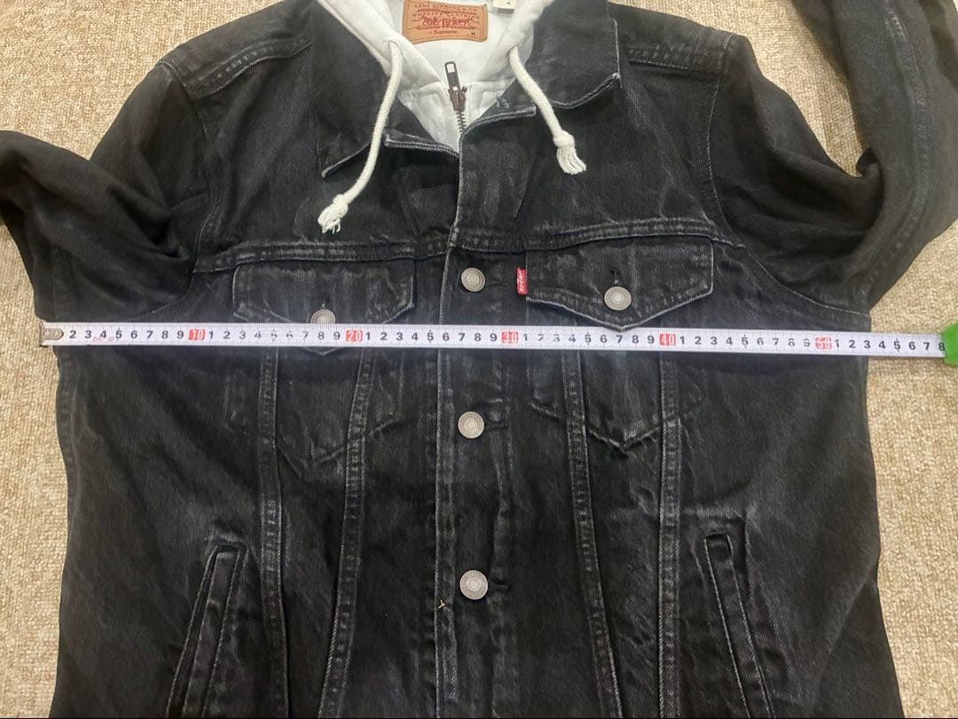 LEVIS × SUPREME フード付きブラックデニムジャケット