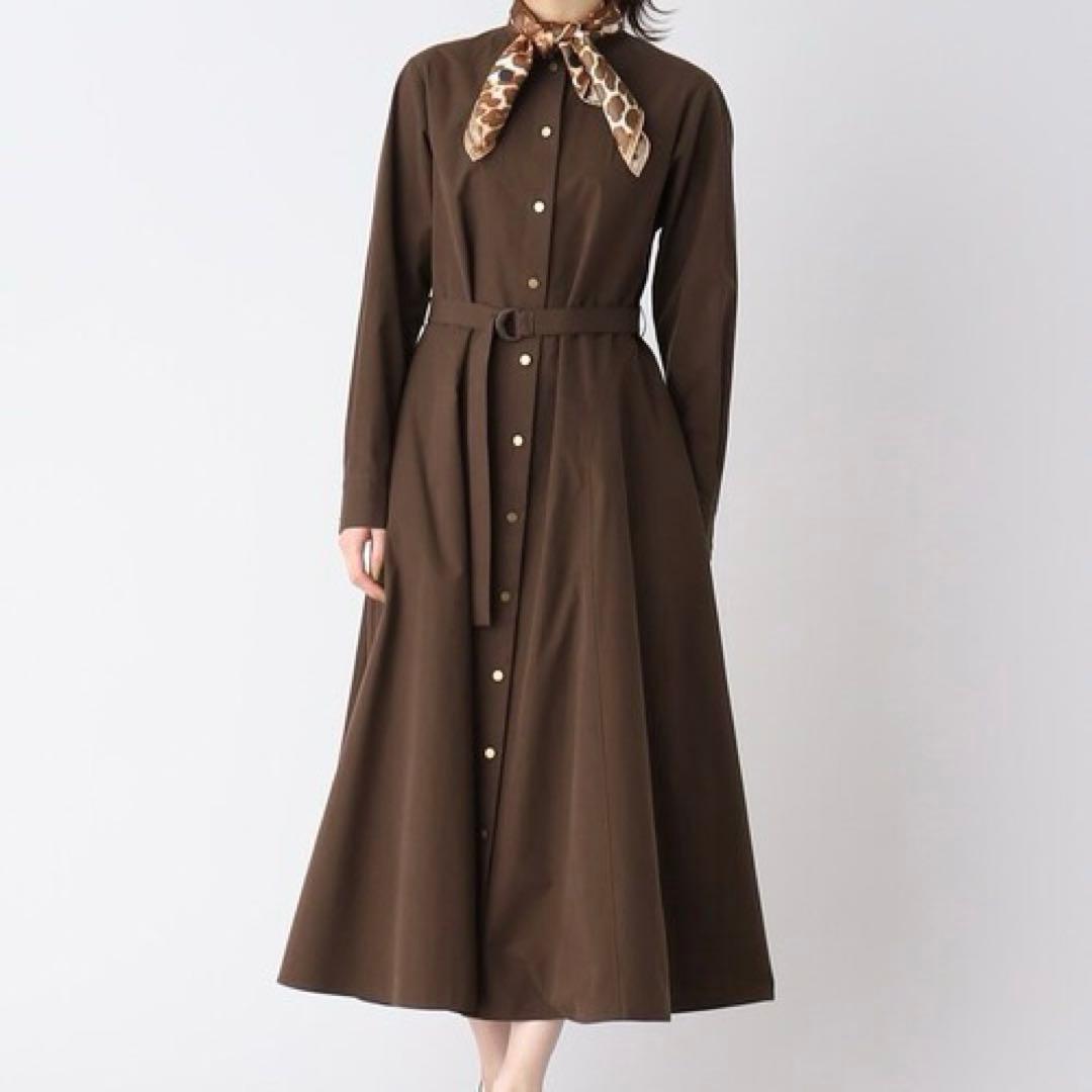 新品タグ付✨アンタイトル Oggi掲載 2WAYフレアシャツドレス ブラウン　S