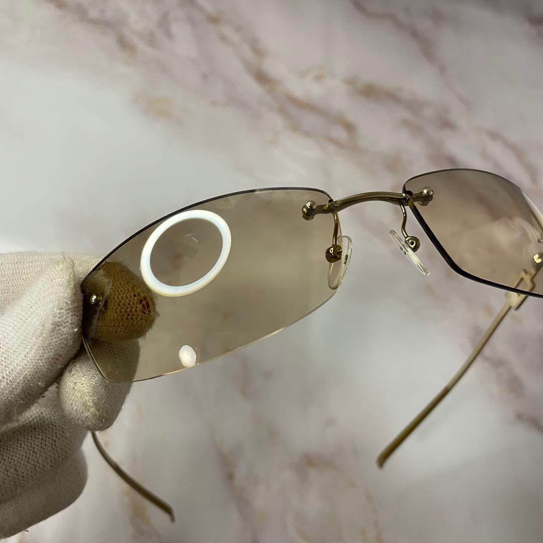 GUCCI グッチ ラインストーン Y2K リムレス サングラス ケース付き