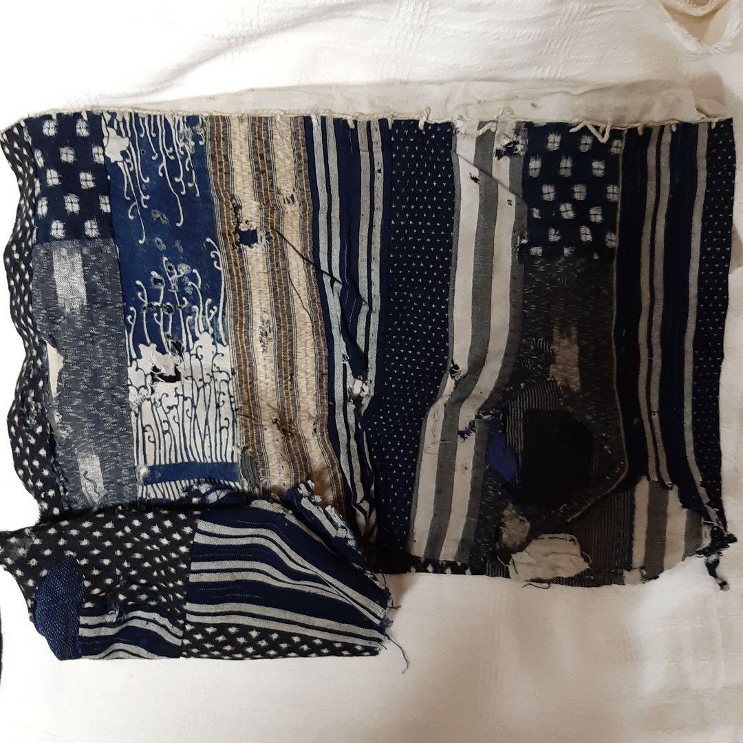 襤褸　巾着　藍木綿