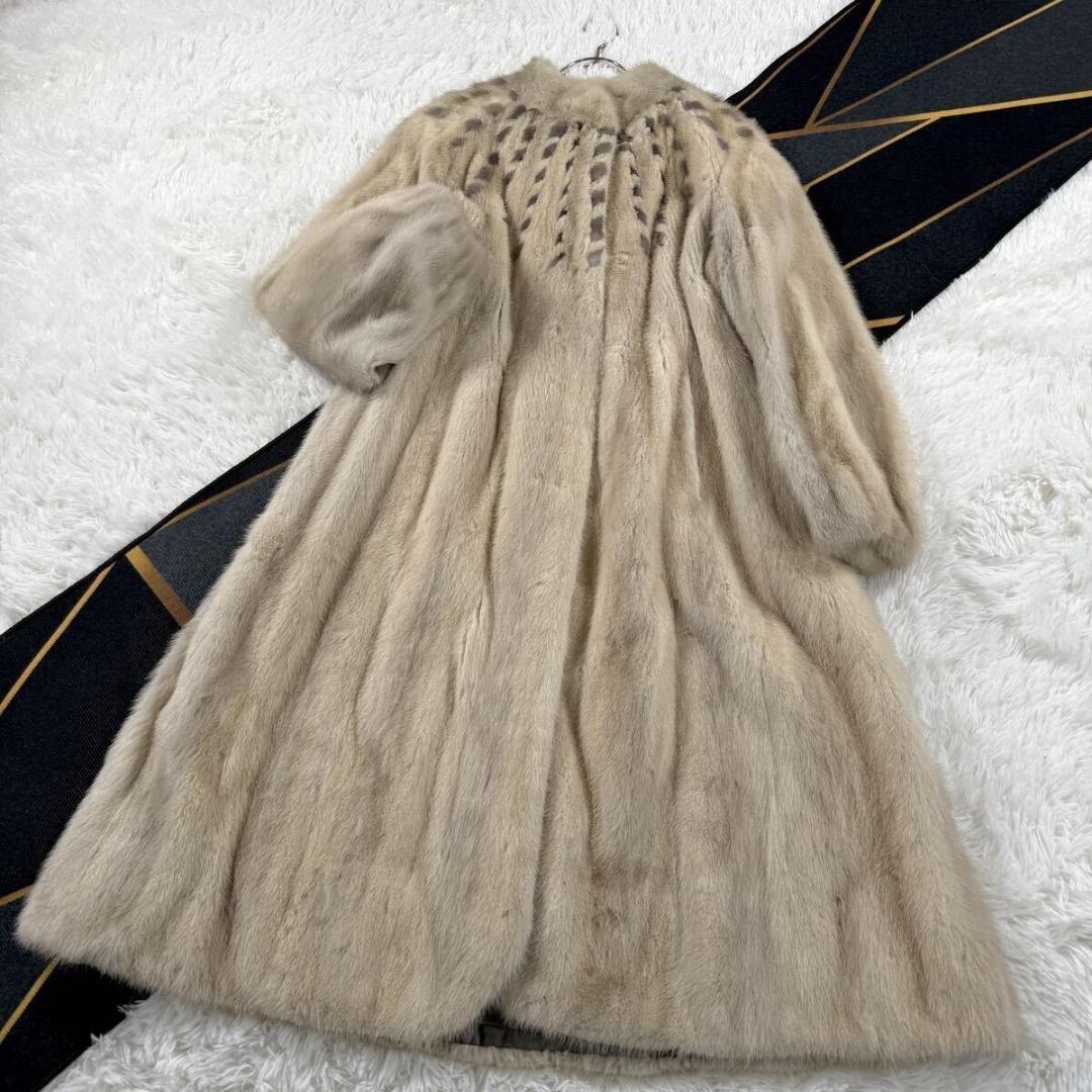 裾周り205㎝ 総丈120㎝ ミンク コート カナダ産 XL相当 AA168