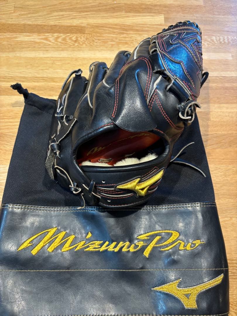 最終価格　Mizuno Pro ミズノプロ　グローブ 黒 レザー 投手用