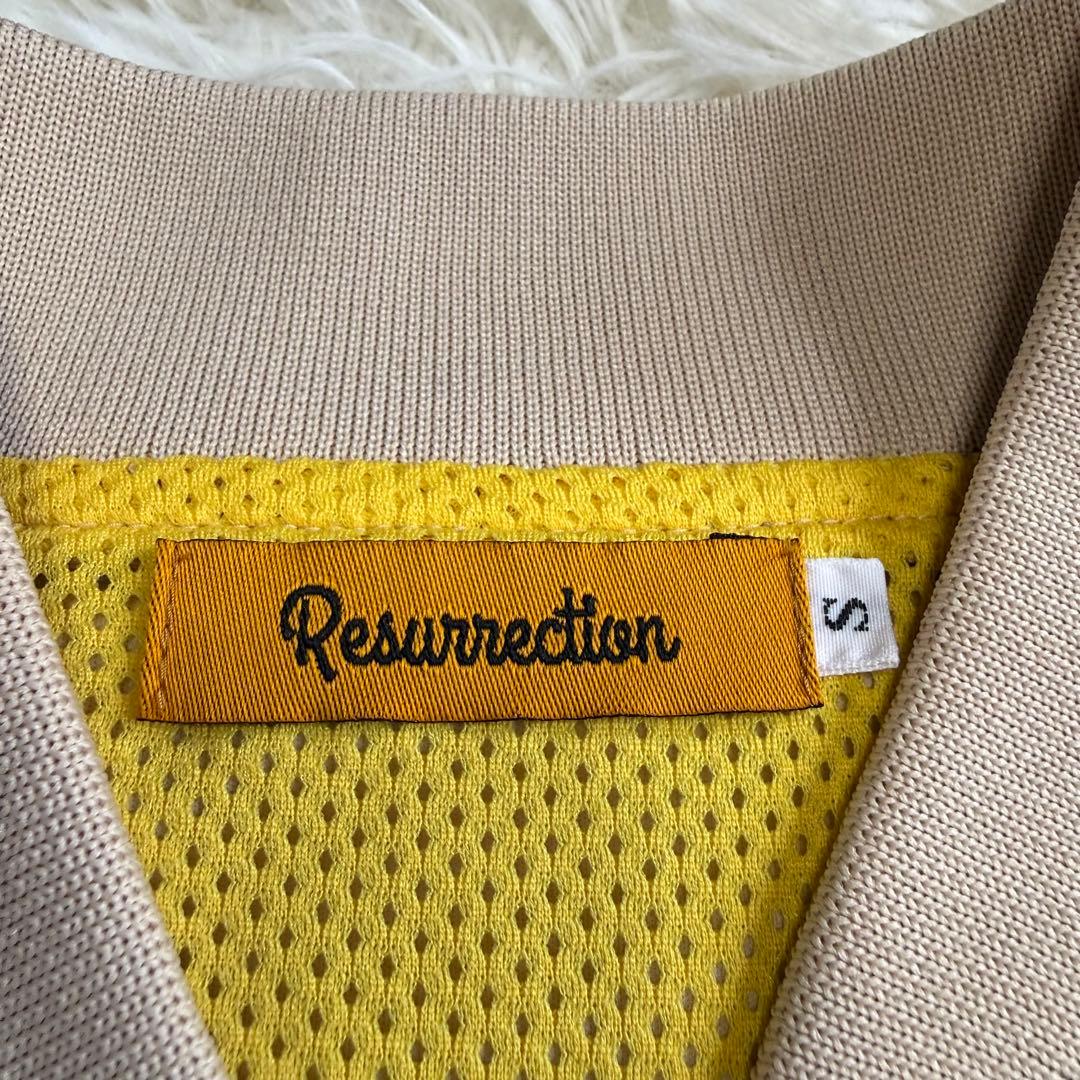 【レザレクション】美品 ジップジャケット ベージュ 刺繍ロゴ S レディース