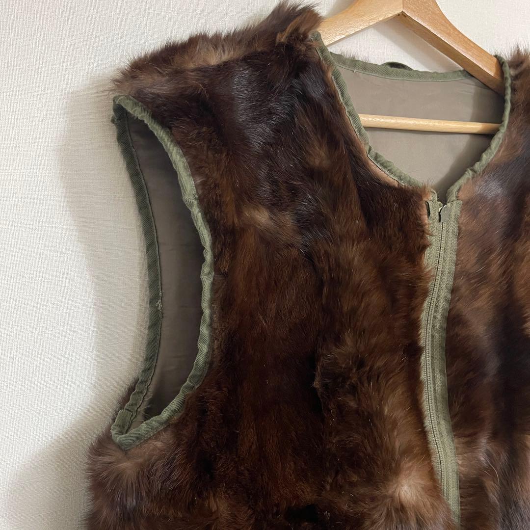 ドイツ軍　ラビットファー ライナー ベスト ミリタリー 古着 ビンテージ　ユーロ