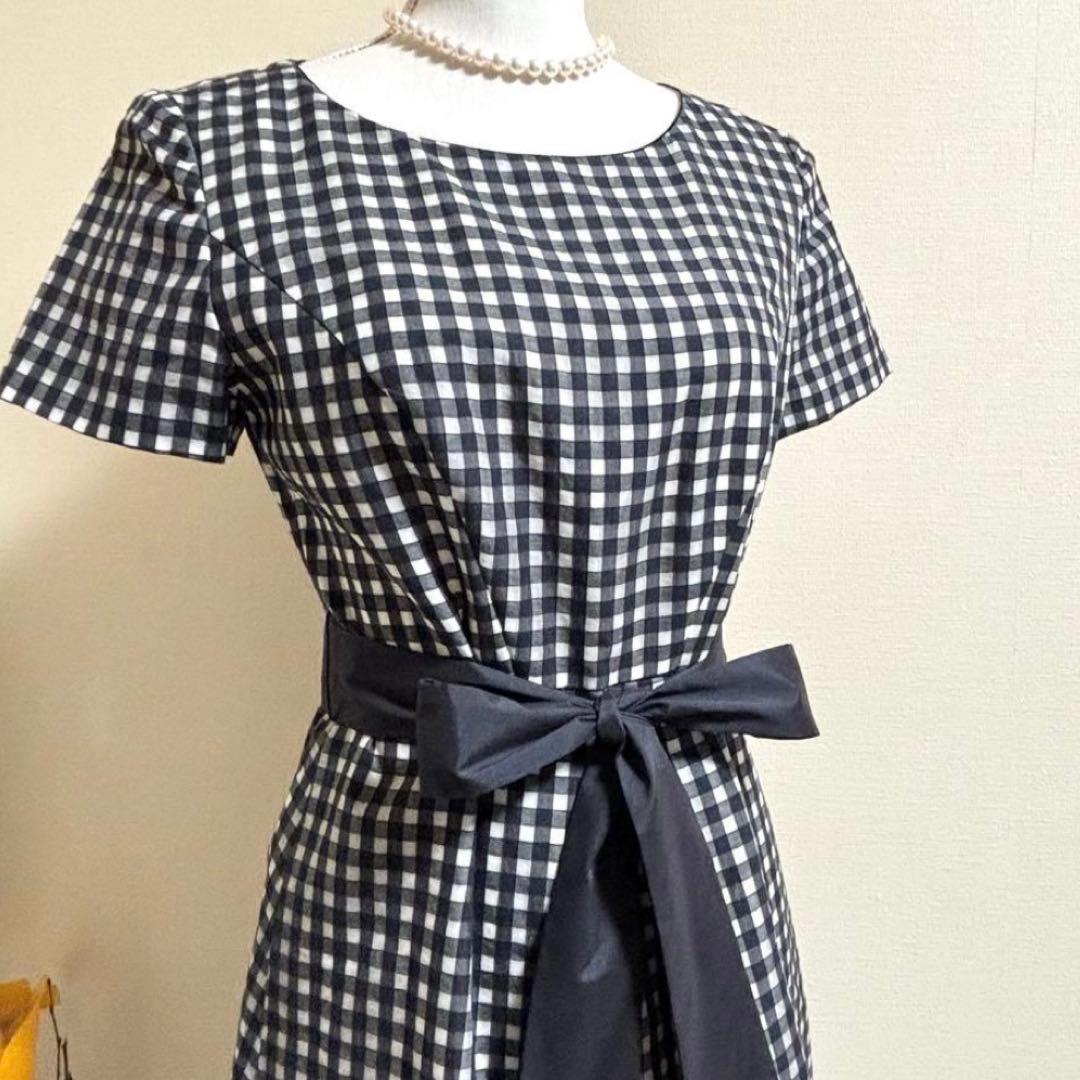 【美品】courreges クレージュ 定価3.9万　チェック　ワンピース 黒M