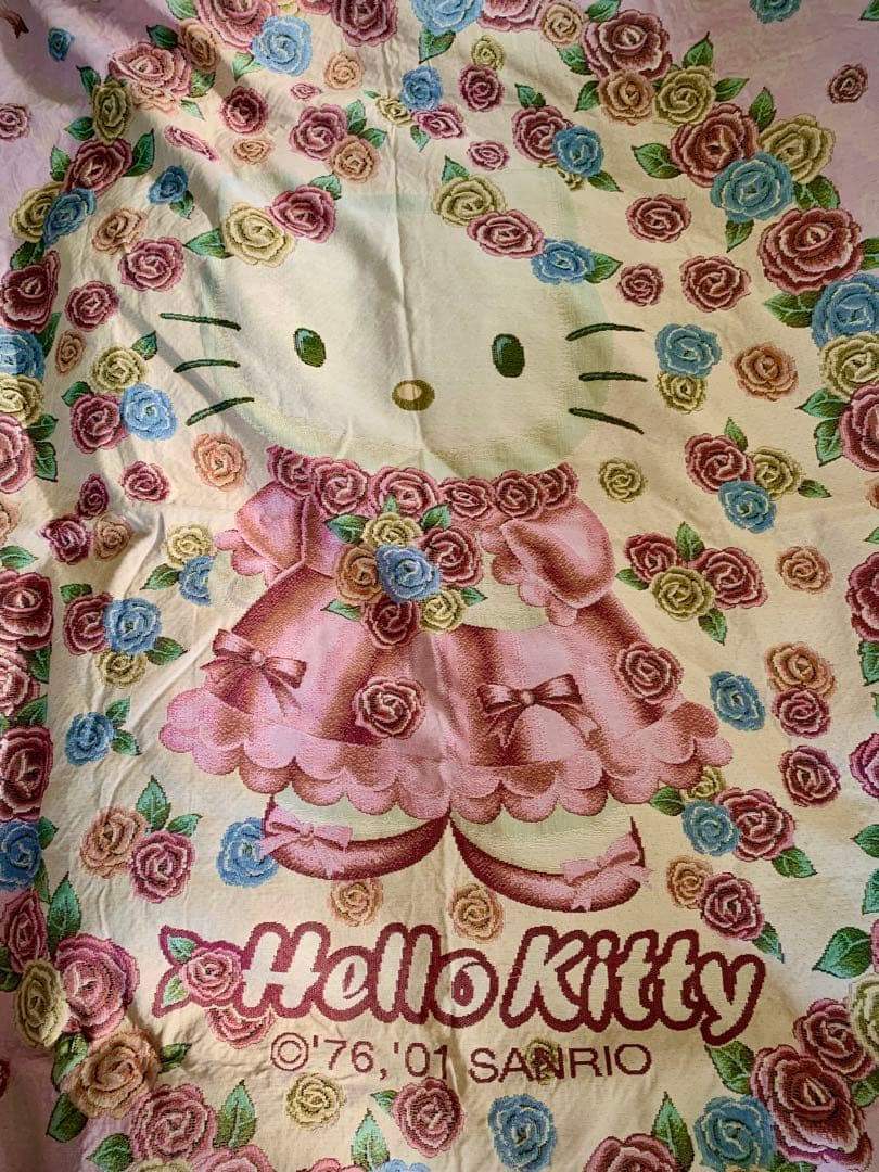 超レア25周年記念品♡ゴブラン織Hello Kittyベッドカバ195✖️127㎝