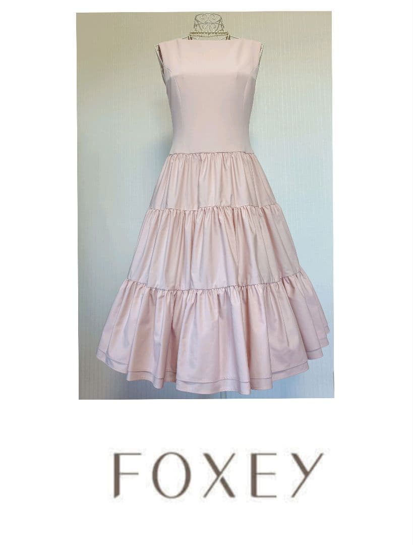 フォクシーNY45306 DressEdenティアードワンピースピンク38