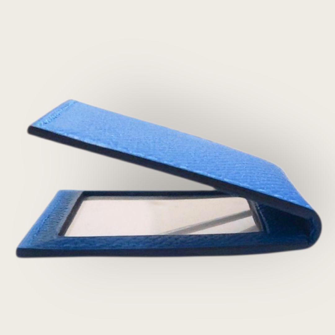 【未使用】エルメス　ミニフォトケース 写真入れ 写真ケース ブルー系 レザー