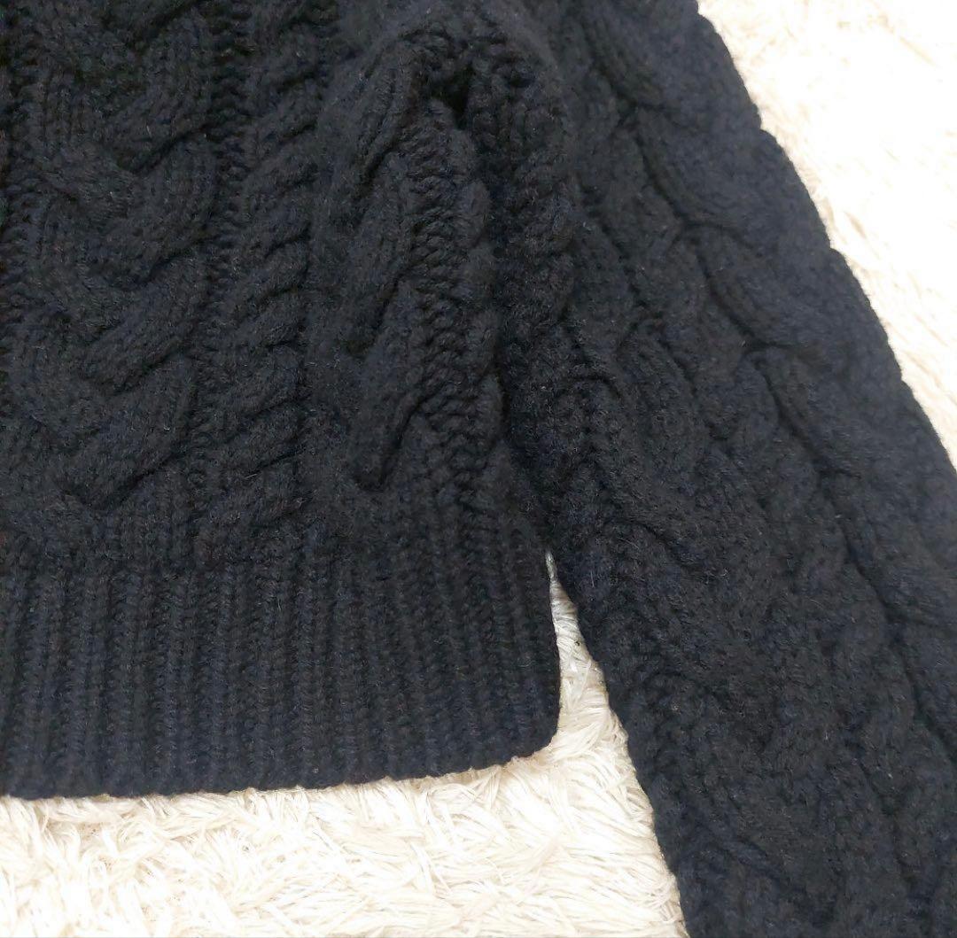 希少 ラルフローレン ウール カシミア ケーブル編み ボリーム襟 ボレロ