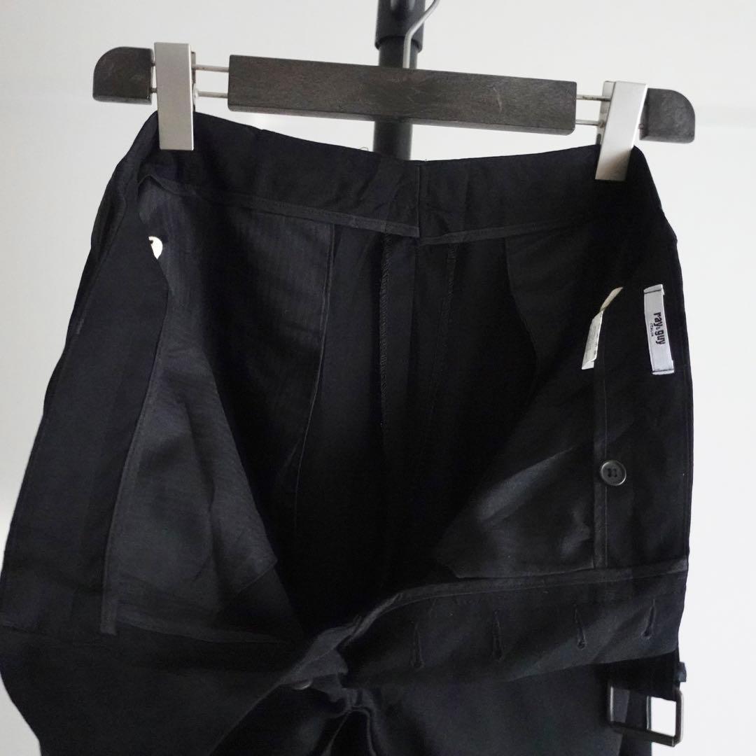 【イタリア製】RAY&GUY ウールギャバジン　ベルテッドトラウザーズ　ブラック