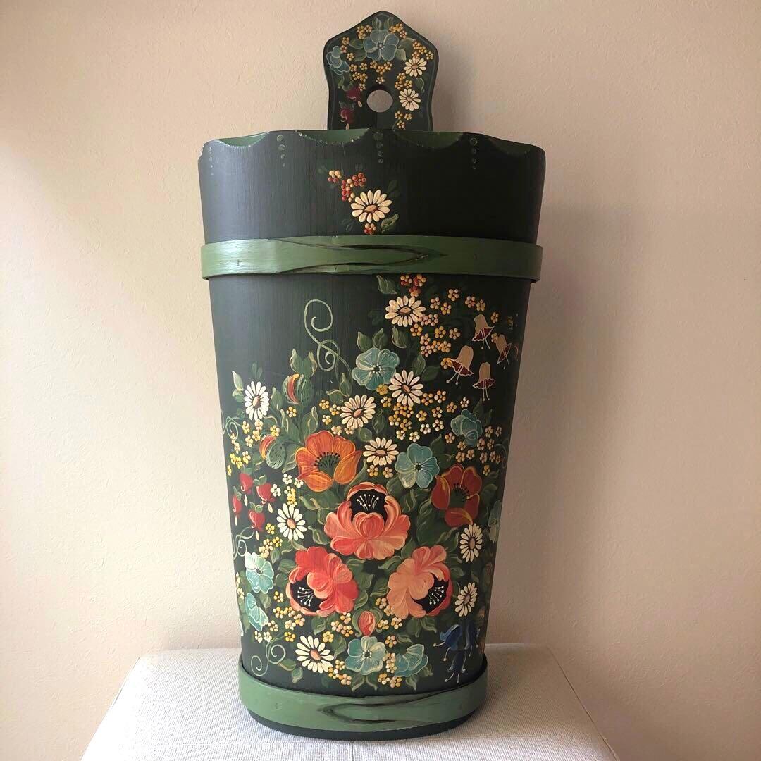 トールペイント　傘立て　ヴィンテージ