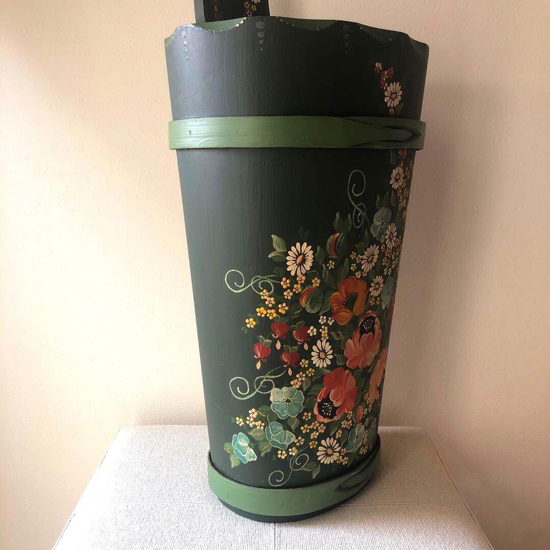 トールペイント　傘立て　ヴィンテージ