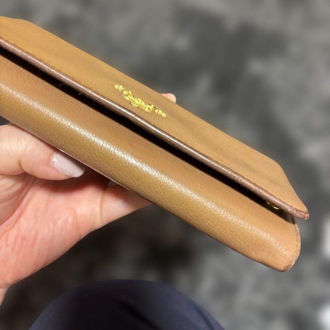PRADA プラダ 二つ折り 長財布　茶色 ブラウン パスケース シボ革　希少品