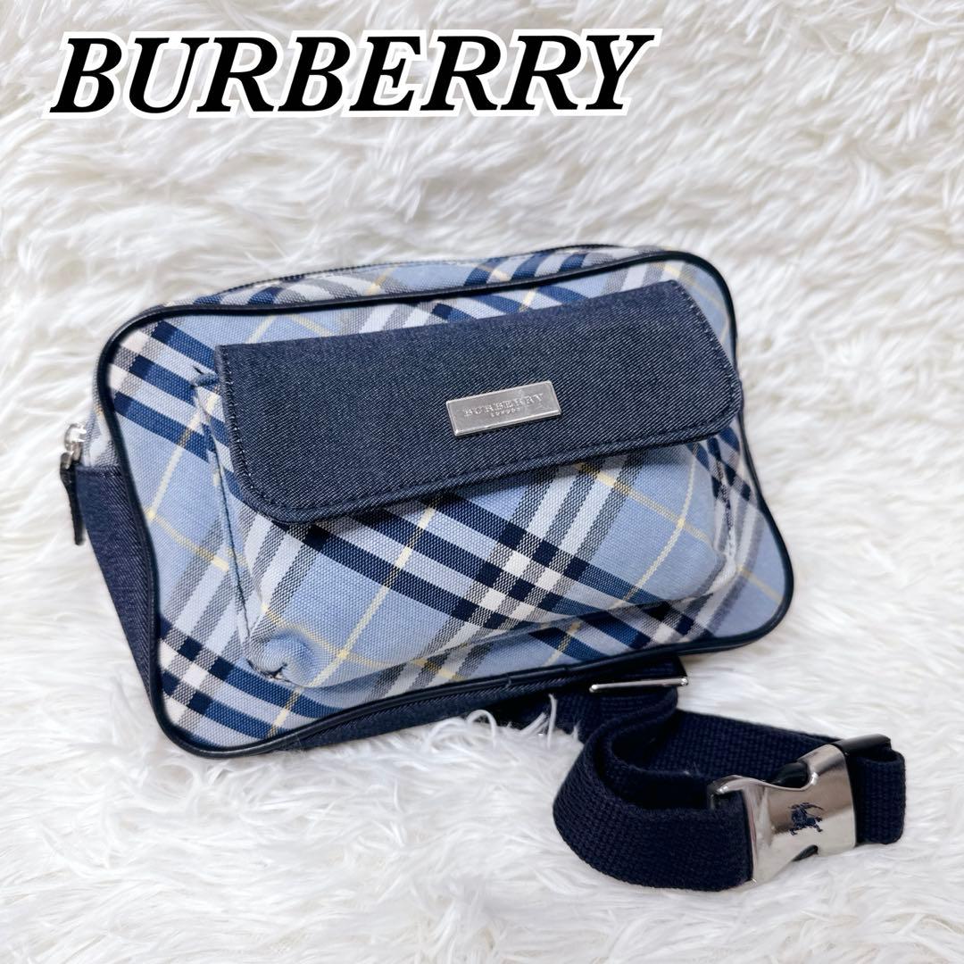 【美品】BURBERRY デニム調 ノバチェック ウエストバッグ ボディ 希少