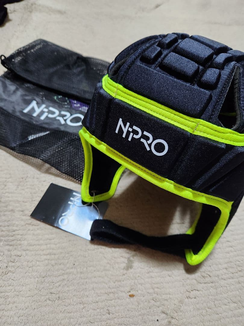 N-PRO 新品ヘッドギア　ヘッドキャップ 黒✕ネオンSizeL 新品未使用