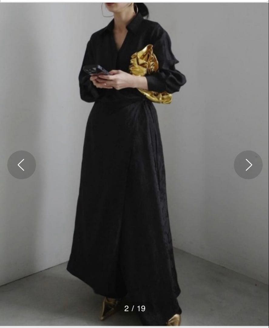 Ameri サテンジャカードフラワードレス