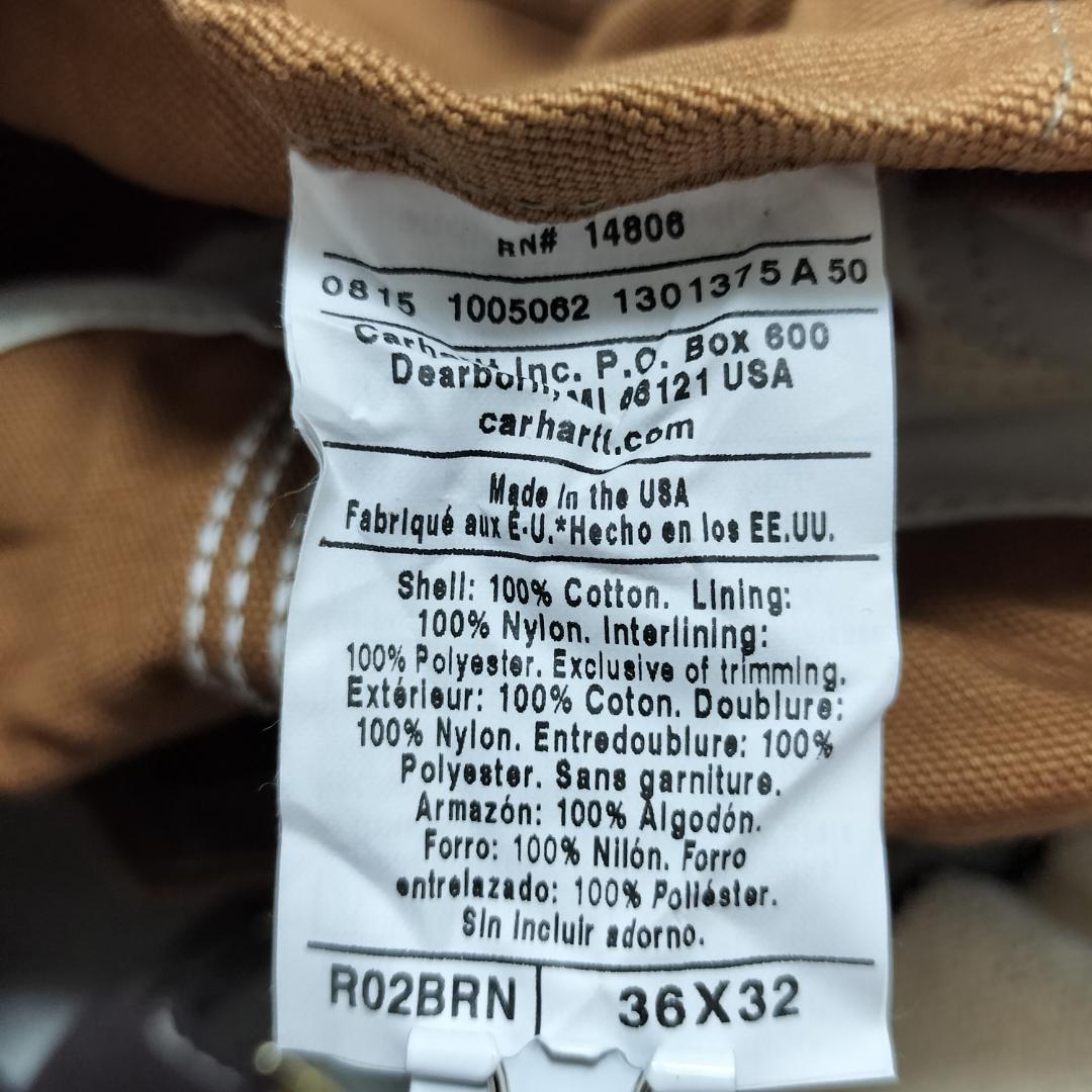 専用USA製 Carhartt オーバーオール W36 キャメル キルティング