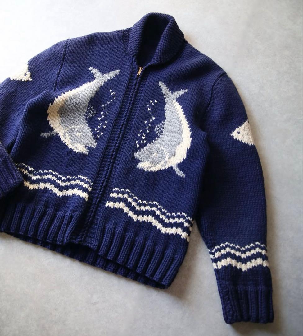 1960s ネイビー カウチンニットジャケット　ヴィンテージ