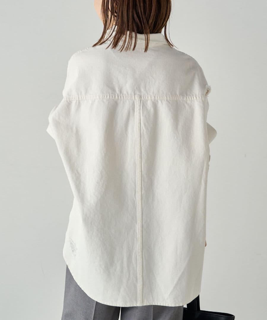 LOUNGEDRESS【Ｓサイズ登場！】ダメージデニムシャツ オフホワイト
