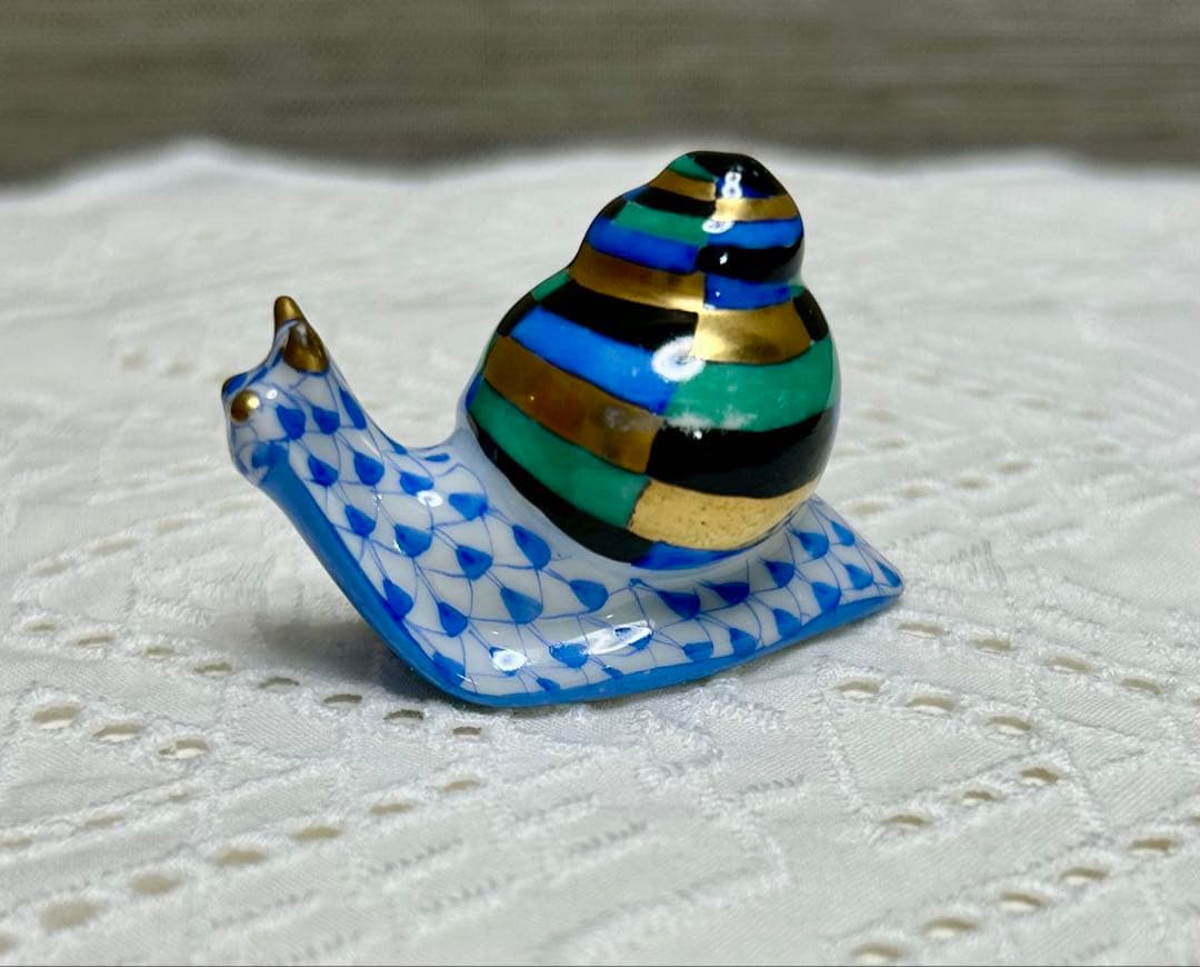 ヘレンド カラフルなガラス製カタツムリ置物