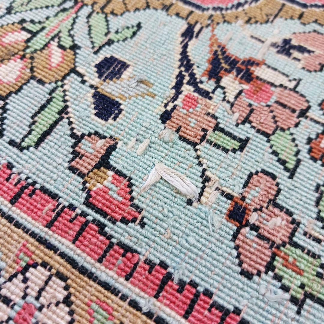 Y3291 高級ペルシャ絨毯 クム産 シルク100% 手織り 130×82㎝