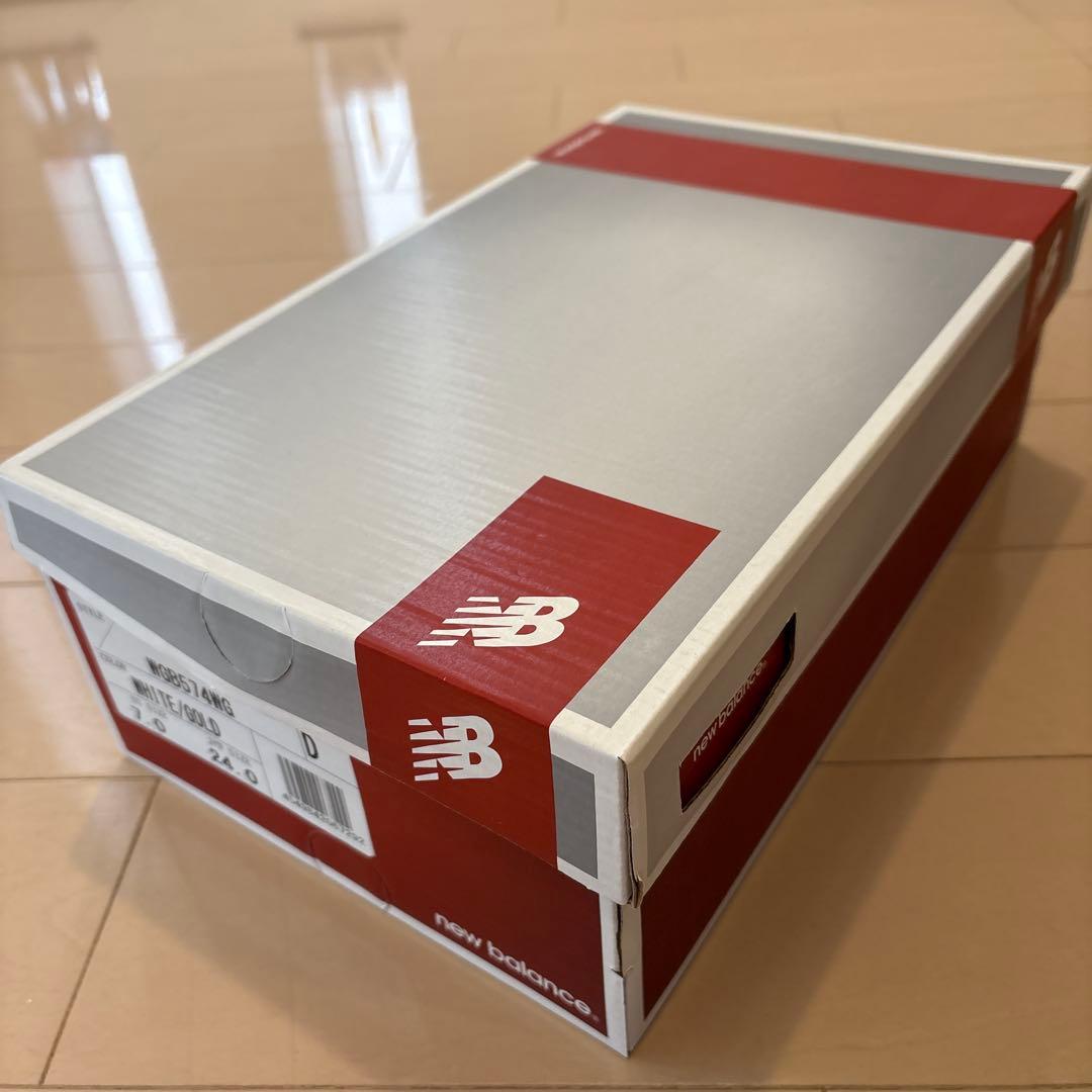 New Balance 574 ホワイト/ゴールド ゴルフシューズ