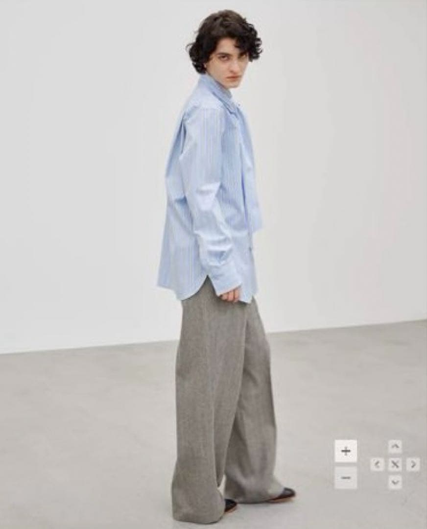 BEIGE，洗える　ストライプ　コットンボウタイブラウス