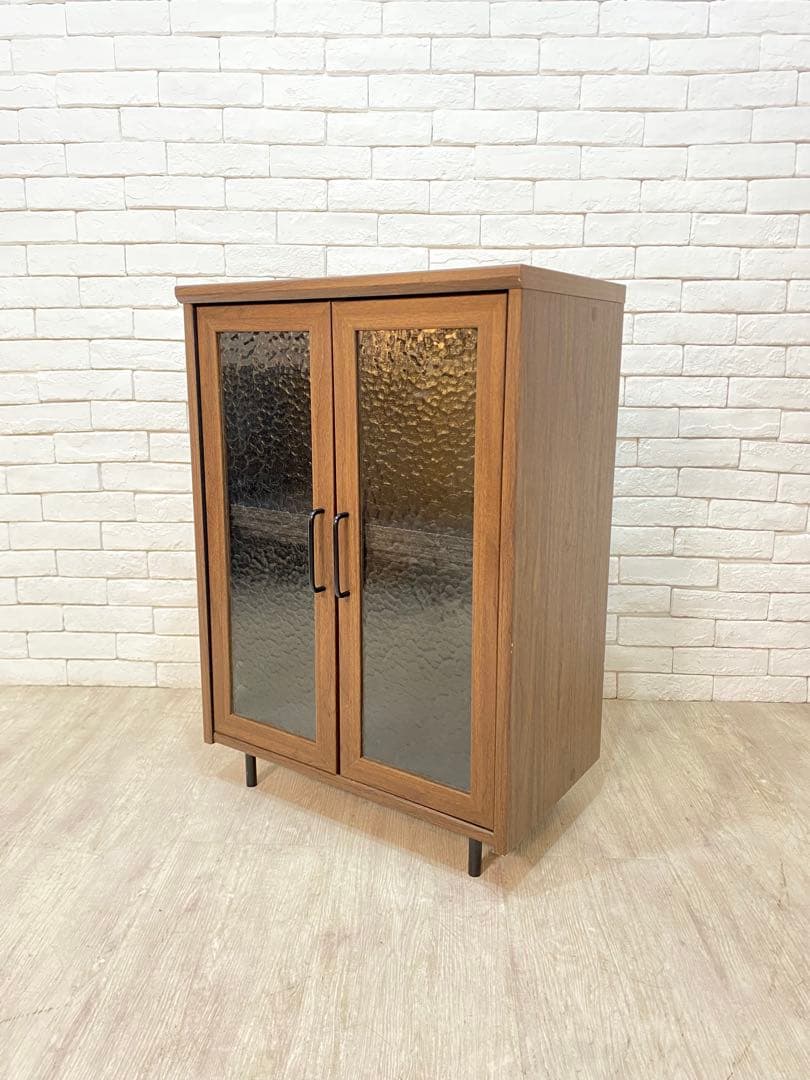 【東京都内23区配送無料】定価3万円　シューズラック　収納　靴棚　ガラス　昭和