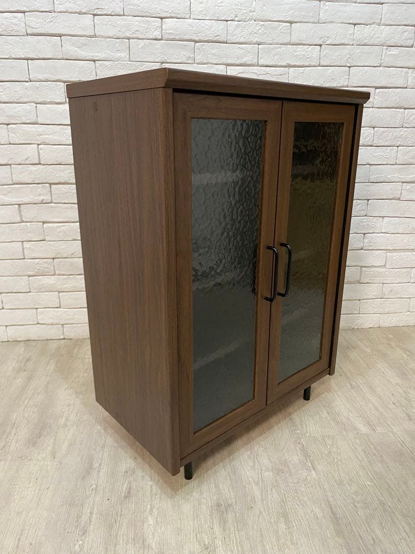 【東京都内23区配送無料】定価3万円　シューズラック　収納　靴棚　ガラス　昭和