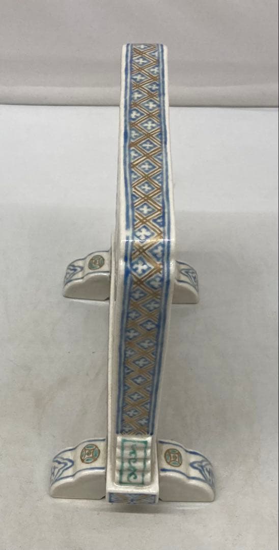 B441b「色絵山水・竹梅図硯屏」清水焼　京焼　文房具