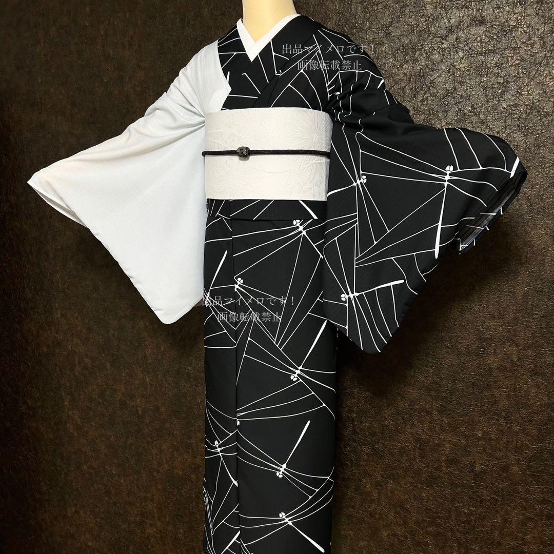 着物スリップ　長襦袢式　夏用半衿付き Ｌ　高島ちぢみ　日本製　新品　0616⑩